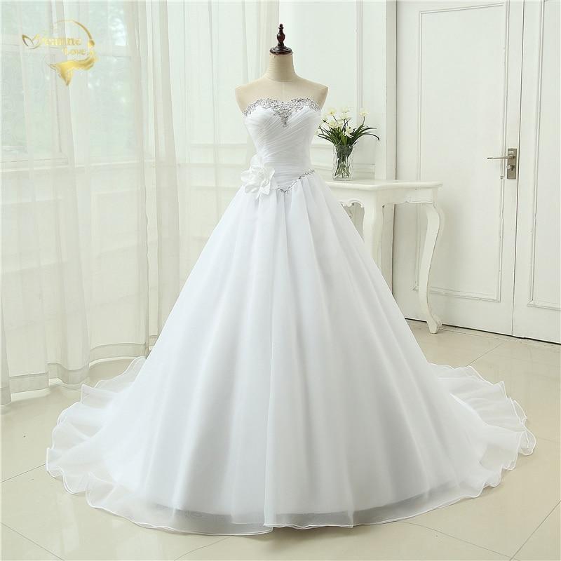 Uusi Paras Laatu Vestido De Noiva Robe De Mariage A Line Organza Morsiuspuku Sweetheart Rypyt Hääpuku Plus Size